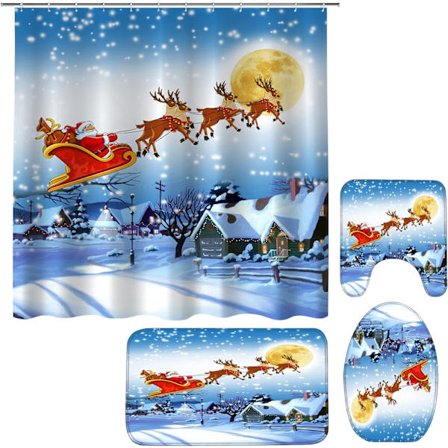 4-delad julduschsätt med halkfria mattor, toalett