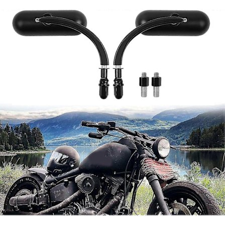 Krom Motorsykkel Runde Sportster Speil Bakspeil Kompatibel med Harley Davidson Fatboy Dyna Street Glide Road King Softail-WELLNGS