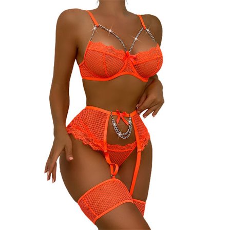 Kvinnors sexiga spetsunderkläder BH Thong Sets Cosplay Nattkläder Sleep