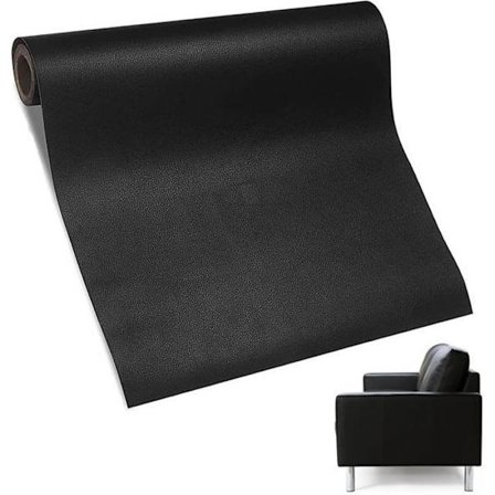MTEVOTX Læderklæbemiddel, Læderreparationslap, Læderreparationslap, til sofaer autostole - 50x137cm (Sort)