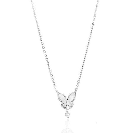 Fashion White Fritillary Shell Butterfly Clavicle Chain Letter Pendant Jewelry Gift