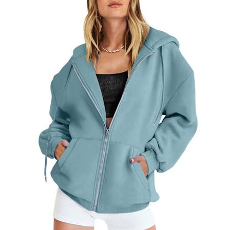 Lady söpö huppari teini tyttö syksy takki oversized collegepaita rento kiristysnauha vaatteet vetoketju Y2k huppari taskuilla sininen3 blue3 5XL
