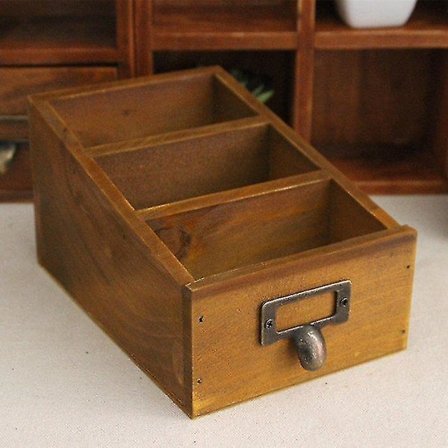 Vintage Træboks Makeup Organizer Skuffer Kosmetik