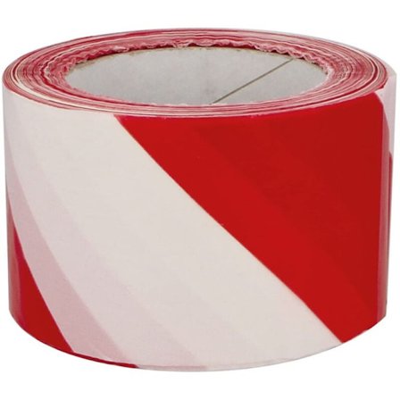 Rød og hvid markerings tape - 70 mm x 33 m, advarselsmarkeringstape til afmærkning af områder og advarsler NPTERBL