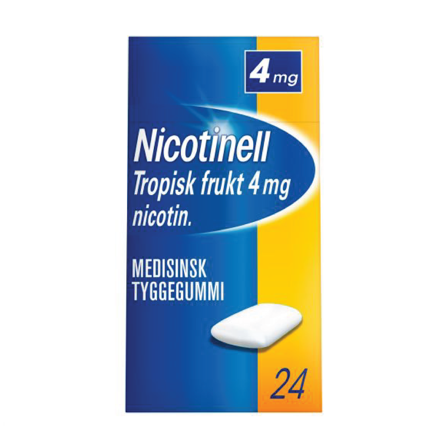 Nicotinell 4 mg tyggegummi, Tropisk frukt, 24 stk.