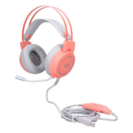 Päässä pidettävä pelikuuloke 50 mm:n kaiutinelementti Stereo 360° Kaikkialle osoittava taivutettava kuuloke Vaaleanpunainen