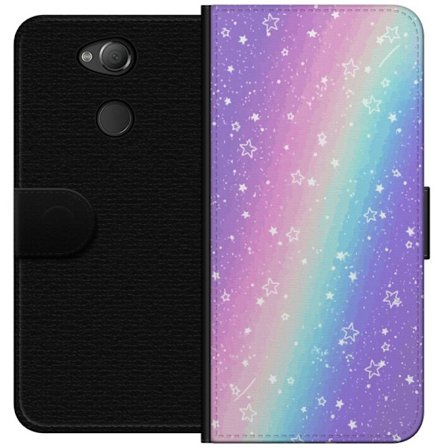 Kompatibelt Lommeboketui til Sony Xperia XA2 Rainbow-farget pastellbakgrunn med hvite stjerner og gnistrende prikker i myk overgang