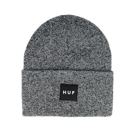 HUF - Gris cuff Bonnet - Melange Box Logo Beanie Black Cuff @ Hatstore