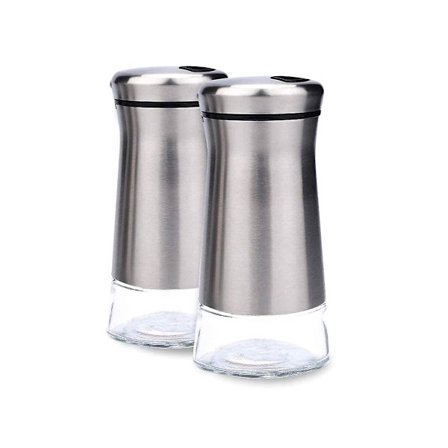 Salt- och pepparkvarnset i rostfritt stål med justerbar glasbas