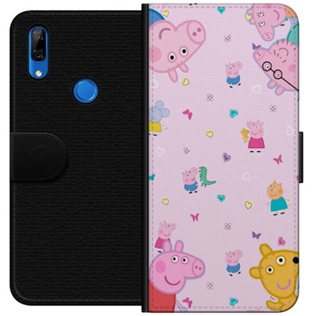 Kompatibelt Lommeboketui til Huawei P Smart Z Peppa Gris med en baby i armene, mamma gris motiv i fargerik og myk barneillustrasjon med hjerter