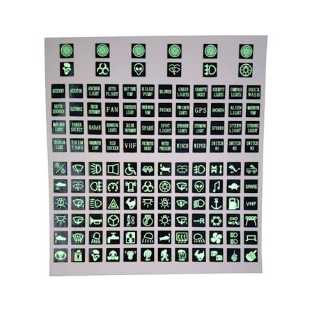 2 stk. Selvlysende vippebryter etikett klistremerke krets panel marine bil båt klistremerke