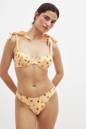Handpicked x NA-KD bedrucktes Bikini-Höschen mit Schleifendetail - Bikinis - Orange - XL