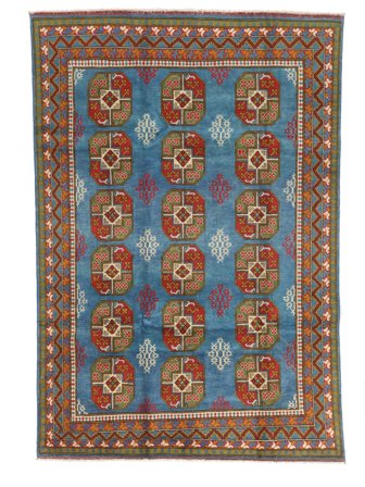 Tapis D'orient Afghan Fine 199X292 Marron/Bleu Foncé (Laine, Afghanistan)