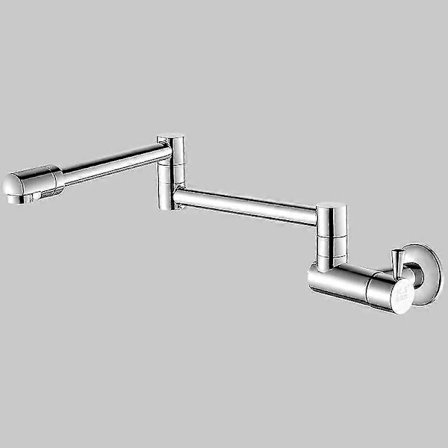 Utsøkt kjøkkenvask vannkran veggmontert grytefyllerkran sammenleggbar svingkran solid messing enkelt kaldt vann