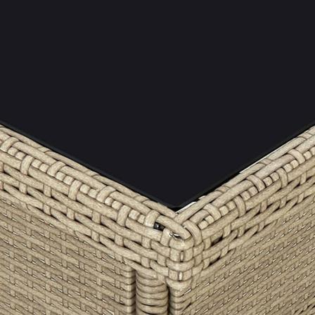 Vidaxl Trädgårdsbord Beige Konstrotting Och Glas Beige