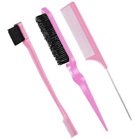 3 Stk Slick Brush Set Bristle Hair Brush PINK