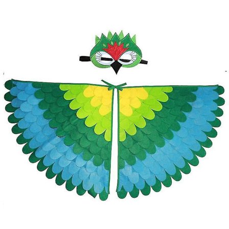 Birds Wings Costume Set Halloween Peacock Parrot Cape With Felt Mask Kids Fancy Dress Up