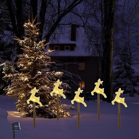 Juldekorationer 5-pack Jul Solcellslampor Utomhus Julträdgårdsskylt Julmönster Solcellslampa (FMY)