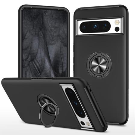 Til Google Pixel 8 Pro Fingerring Kickstand Hybrid Taske - Sort Black
