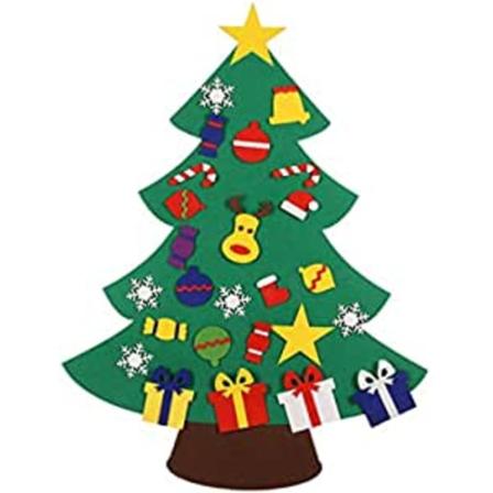 DIY Filt Juletræ til Børn Væghængende Dekorationer 33 stk