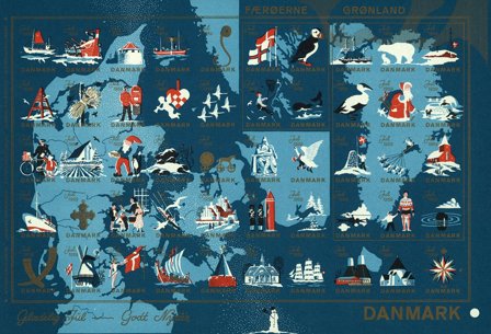 Danmark - Julemærkeark 1959 - Utakket - Ufoldet