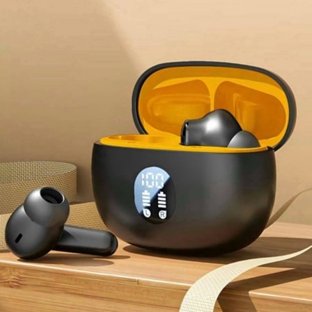 Syzplnwy Trådlösa Hörlurar Bluetooth 5.4 m/ Aktiv Brusreducerande Mikrofon, HiFi Stereo Djup Bas, Touchkontroll, LED-Display & Lång Batteritid