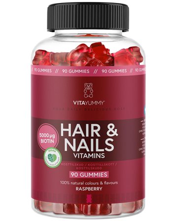 VitaYummy Hair & Nails Raspberry 90 stk, Helse & Madvarer, Hud, Hår & Negle, Kosttilskud Til Neglene