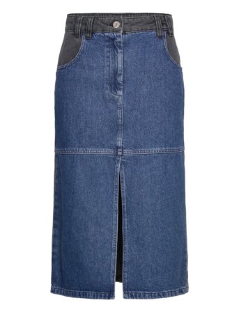 Stella Nova | Black And Blue Denim Midi Skirt | 34