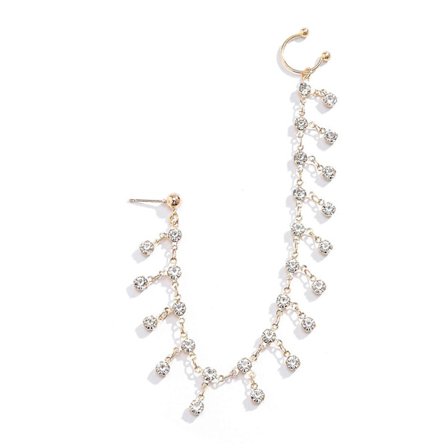 Elegant Rhinestones Fringe Kæde Ørestik Næseklips Elegant Falsk Næseklips Smykker Punk Øreringe Kæde til Kvinder Pige