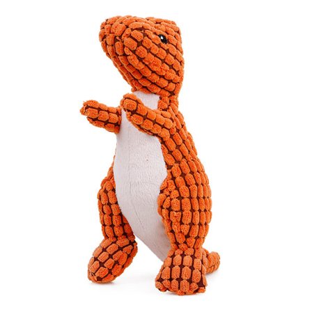 Plysjhundelegetøj, bomuldshundetyggelegetøj, gaver til små og mellemstore hvalpe (orange dinosaur)