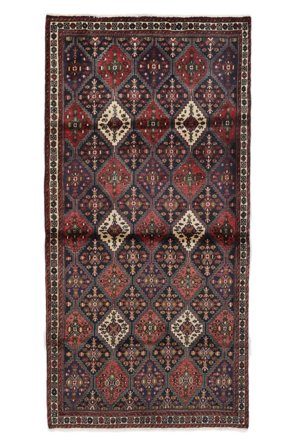 Handgeknoopt Afshar Vloerkleed 108X220 Perzisch Wol Zwart/Donkerrood Klein