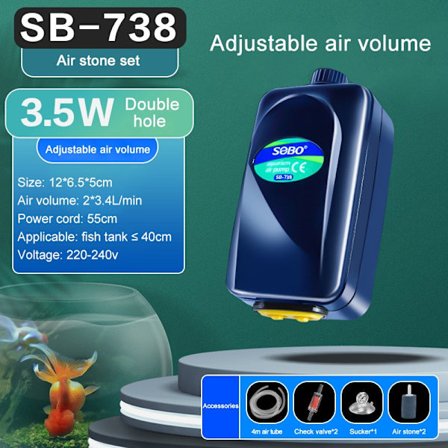SOBO Silent Aquarium Oxygen Air Pump Fish Tank Adj