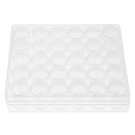 30 stk. klare plastik smykke perle opbevaring små runde beholder krukker med rektangel æske