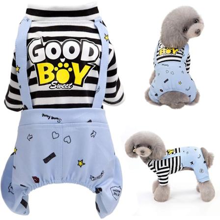 Hundetøj Stribet Onesie Hvalpe T-shirt, Sød Hund Pyjamas Bodysuit Frakke Jumpsuit Overalls Blød Komfort Pjs Tøj Kostume, Hund Outfit Til Dreng Pige-l