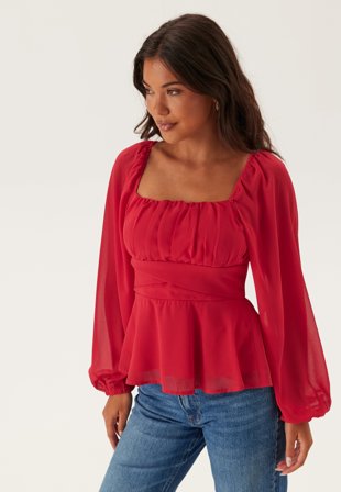 BUBBLEROOM - Square Neck L/S Georgette Blouse - 38