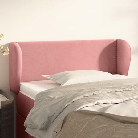 Vidaxl Huvudgavel Med Kanter Rosa 83x23x78/88 Cm Sammet Rosa