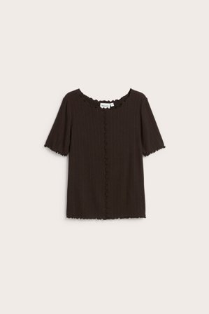 Kappahl | Topp med overlockkanter | Mörkbrun