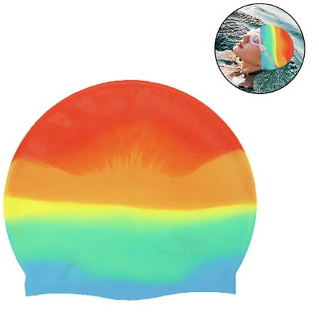 Badehette for menn og kvinner, silikonmateriale, iøynefallende mønster, sklisikker, lett, lett å bære, perfekt for langt og kort hår, holder