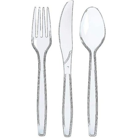 300-delars Set med Transparent Plastbestick - Engångsbestick med Gafflar, Skedar och Knivar - Tjockt Bulkset med Bestick
