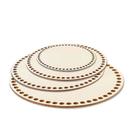4 kpl pyöreä puinen pohja virkatuille koreille, halkaisija 10cm/15cm/20cm/25cm, pyöreä puinen pohja, puinen korin pohja (FMY)