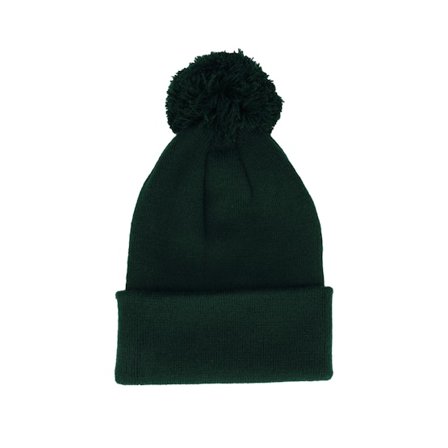 Beechfield - Grønn pom Lue - Kids Bottle Green Junior Pom @ Hatstore