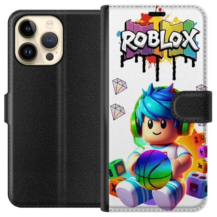 Kompatibel Tegnebogsetui til Apple Apple iPhone 15 Pro Max Farverig Roblox-illustration med spilkarakter, legetøj og energi, perfekt til gamingfans o