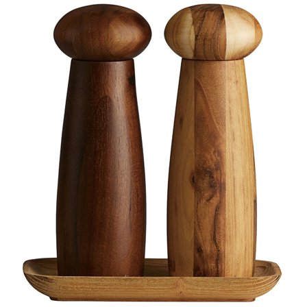 Aida Raw kværnsæt + bakke, teak/mørkt træ | KitchenOne