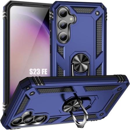 Fodral för Samsung Galaxy S23 FE, Marinblå - Stötsäker styv ryggringstöd förstärkt kant (ej för S23) marinblå