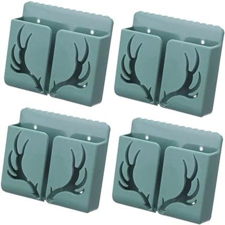 4PCS Veggmontert Telefonholder - Punch-Free Veggmontert Mobiltelefoner Lading til Stativ, Klebrig Fjernkontroll Oppbevaringsboks Sengeside Lat 