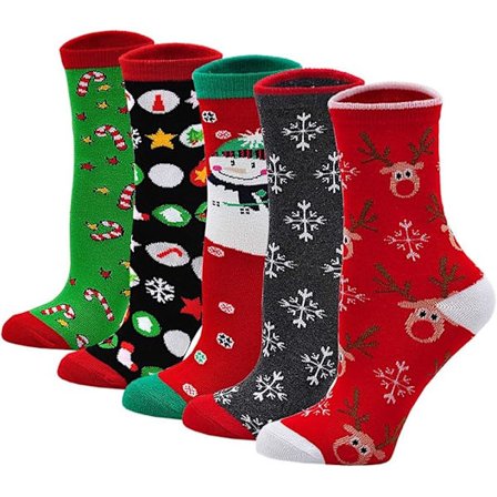Jule-Strømper til Kvinder Sjove Strømper til Julefest, Strømper med Snemand og Snemand Julemand Mønstre, Størrelse 35-39