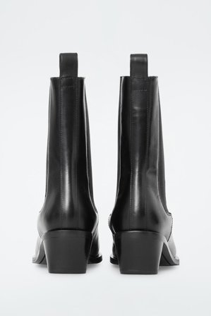 COS Women's Square-Toe Leather Chelsea Boots in Black