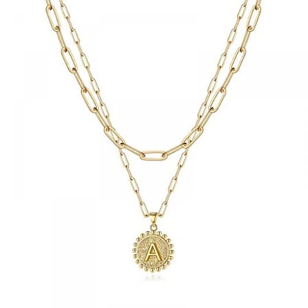 Fina flerskiktade halsband med initialer för kvinnor, 14K guldpläterat gemkedjehalsband