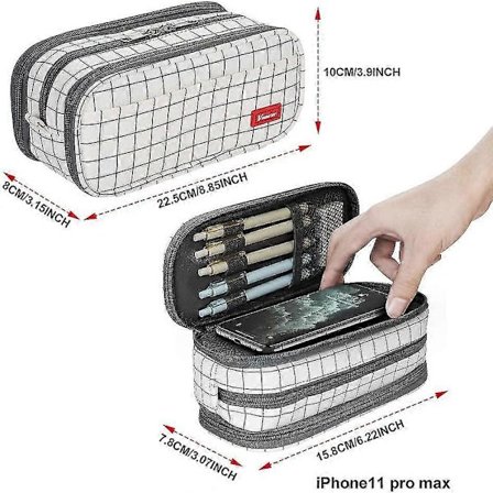 Stort penalhus med stor kapacitet, penalhus med stor opbevaring, 3 rum, skrivebordsorganisator, markørpenalhus, enkel brevpapirpose, penholder