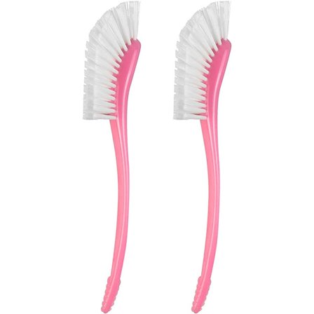 2 st - Rosa, Flaska Långhandtag Borste Kruka och Panna Rengöringsborste